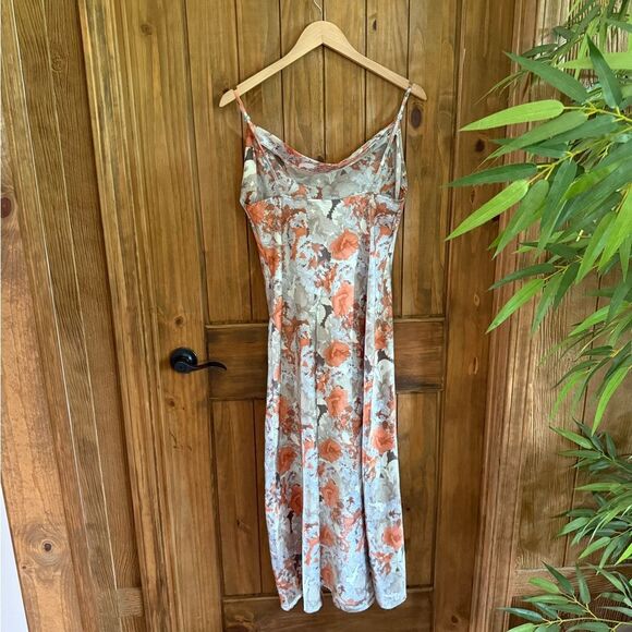 Paper Heart Floral Drape Neck Midi Slip Dress In Multicolor - Picture 3 of 8